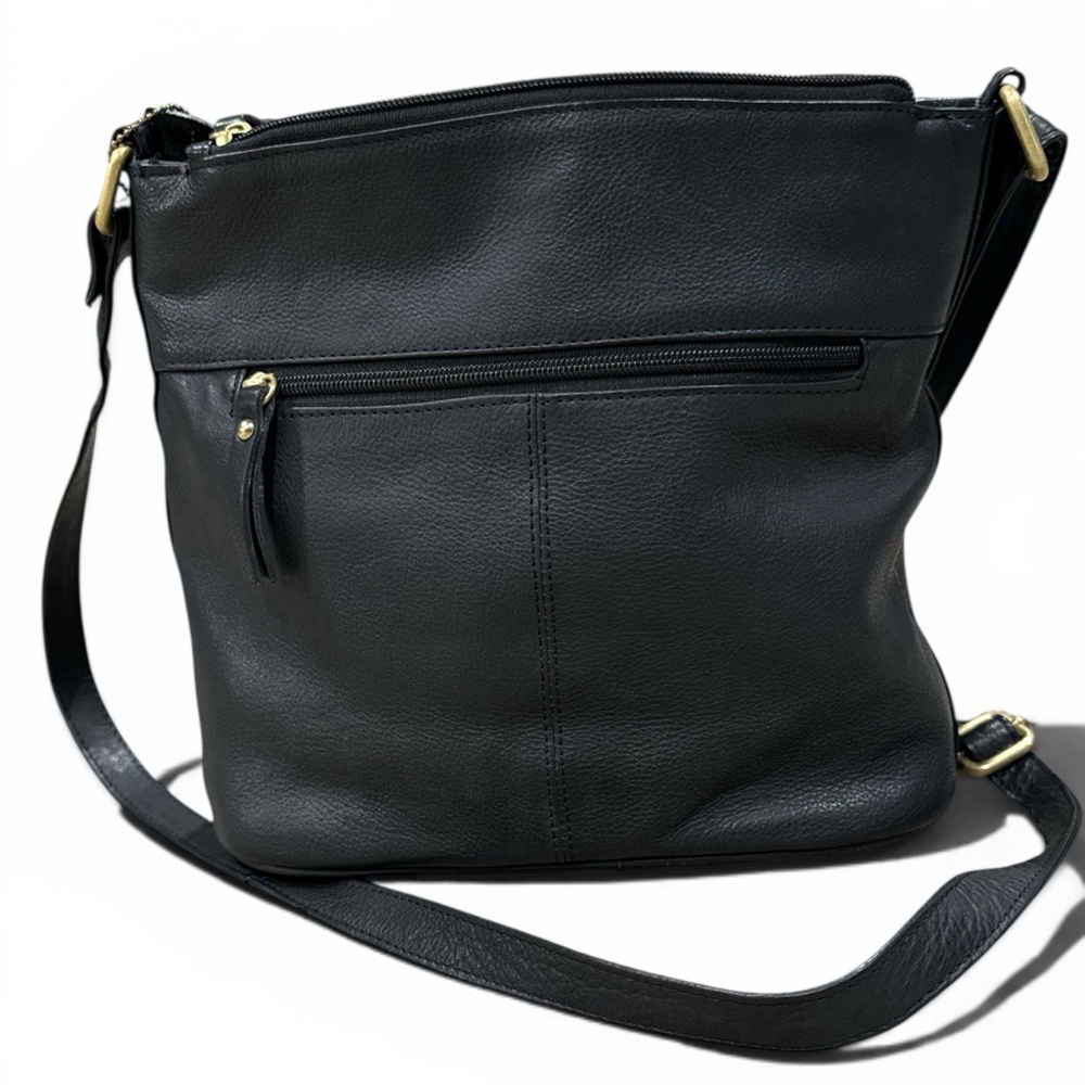 NWOT Great American Leatherworks Soft Leather Black Crossbody Bag  gold hardware - Picture 2 of 3